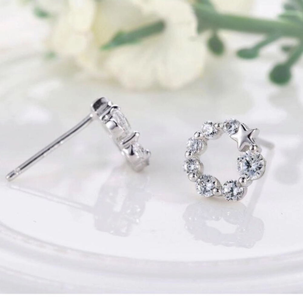 Sterling Silver CZ Stud Earrings - Picture 5 of 6